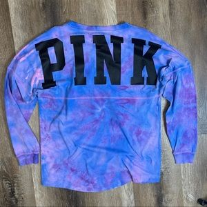 Custom Tie-Dye Victiria's Secret PINK Varsity Pullover Crew (LARGE)